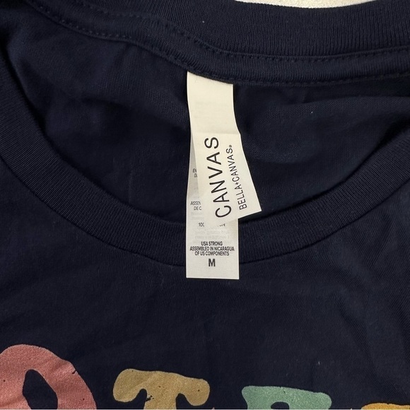 Total Solar Eclipse 2024 Unisex Sz M Navy Soft T Shirt Groovy Distressed Text - Picture 5 of 5